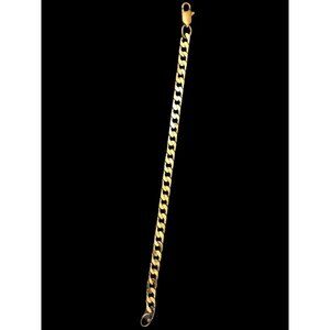 Gold-Tone Cuban Link Chain Bracelet 8" With Lobster Clasp Closure